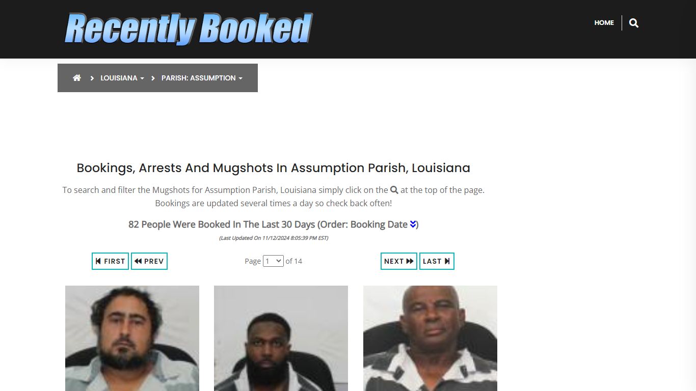 Bookings, Arrests and Mugshots in Assumption Parish, Louisiana