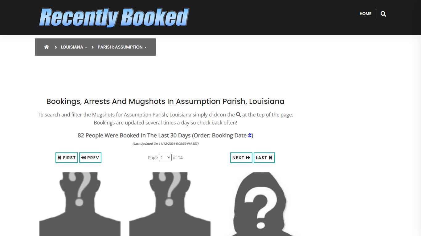 Bookings, Arrests and Mugshots in Assumption Parish, Louisiana