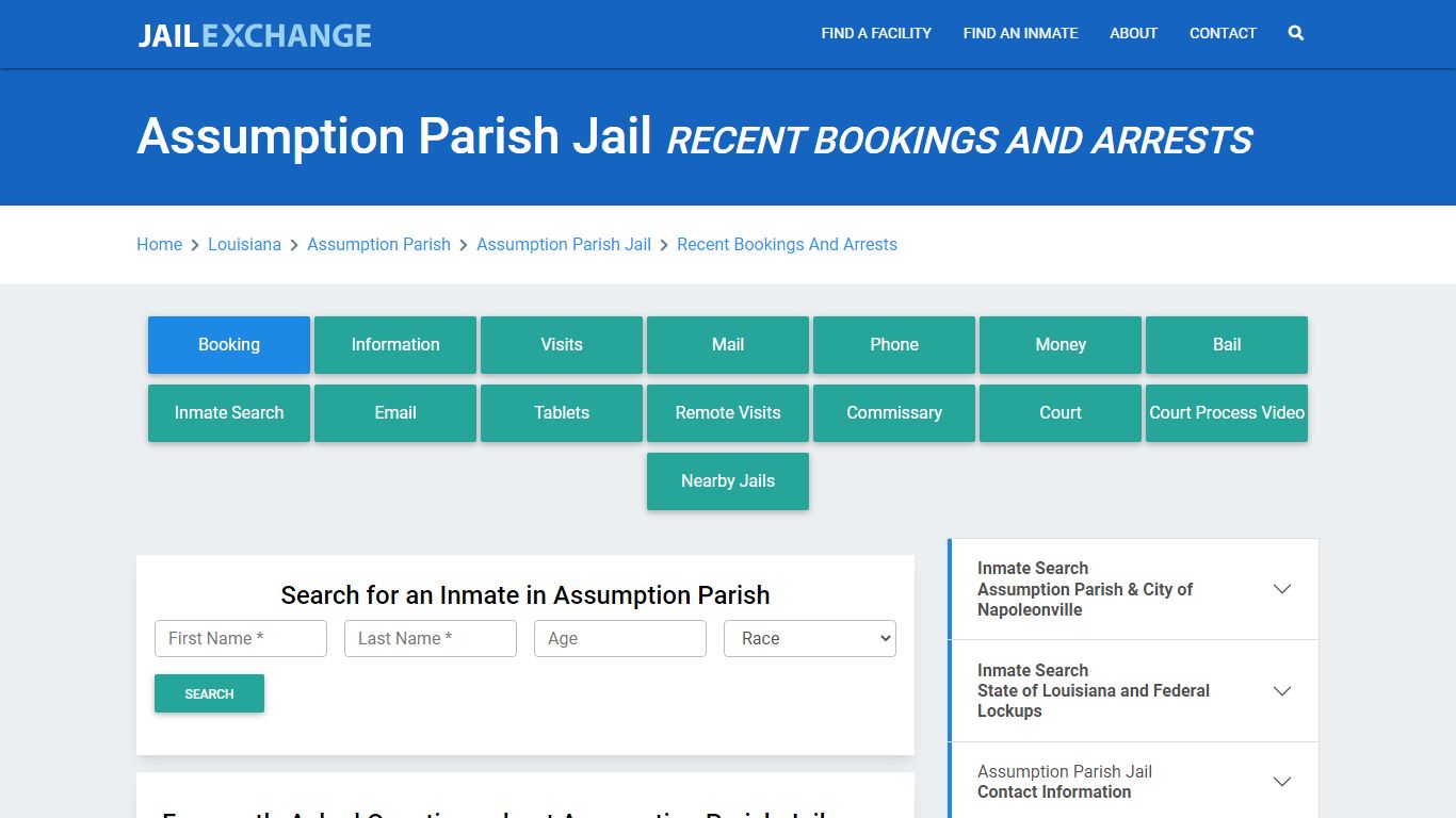 Assumption Parish Jail Recent Bookings And Arrests