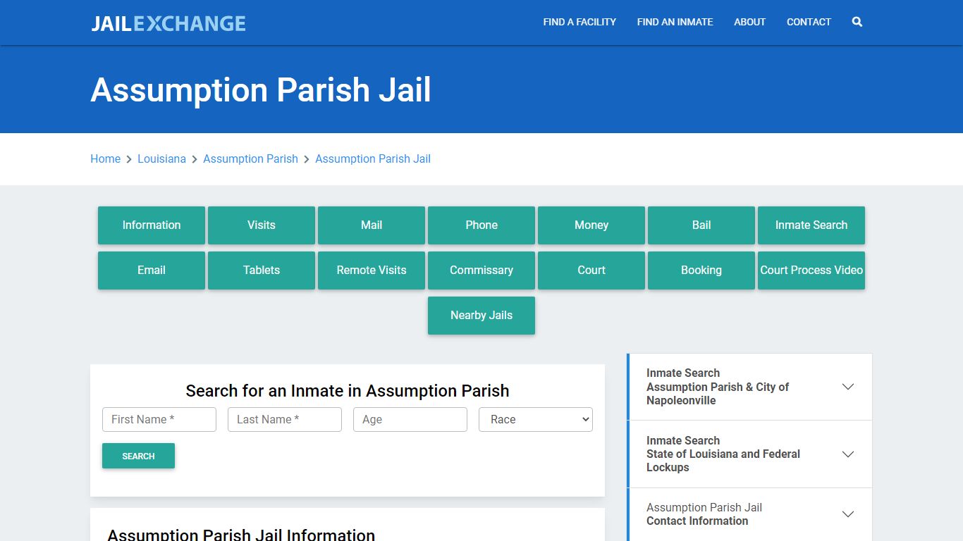 Assumption Parish Jail Roster Lookup, LA, Inmate Search